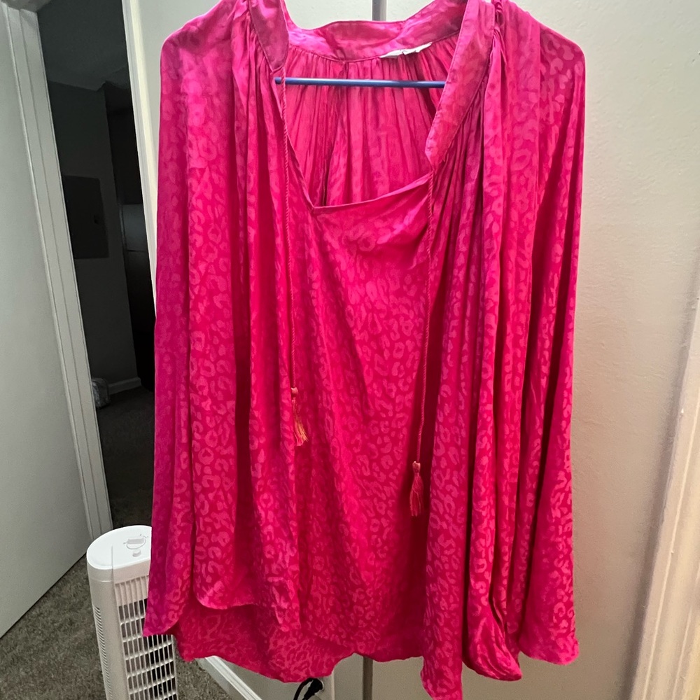 Pink Leopard Satin Blouse